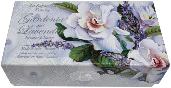 Bath Soap La Saponeria Firenze by Saponificio Artigianale Fiorentino Italian Spa Cleanser Made In Tuscany 10.5 Ounce Decorative Bar Gardenia Lavender (Gardenia Lavender)