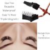 CB 2 Pairs Set 3D Reusable Triple Magnetic Eyelashes Kit Natural Dramatic Volume False Eyelash Extensions, With Magnetic Lash Curler (Set-C)