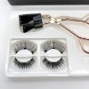 CB 2 Pairs Set 3D Reusable Triple Magnetic Eyelashes Kit Natural Dramatic Volume False Eyelash Extensions, With Magnetic Lash Curler (Set-C)