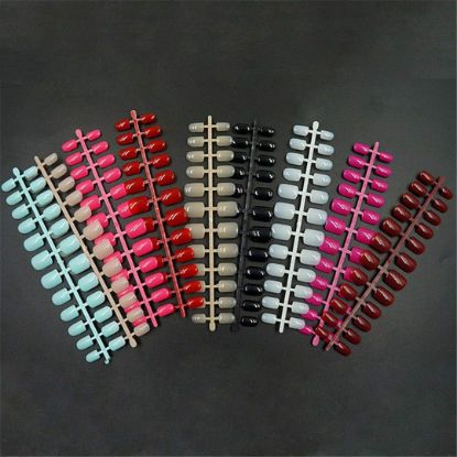  120Pcs Short False Nails 12 Color Fake Nails ABS Artificial Finger Press On Short Square Nail Art Decorations Made Up Mix Random 5 Colors