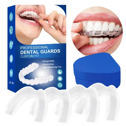 Mouth Guard, for Grinding Teeth Professional Dental Night Guard for Teeth Grinding Stops Bruxism & Eliminates Teeth Clenching Teeth 2 Sizes Pack of 4 with high Quality Hygiene Case