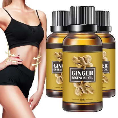 Organic Ginger Oil, Natural Ginger Oil Belly Drainage Ginger Oil, Body Massage Organic Ginger Essential Oil for Swelling and Pain Relief (3pcs)