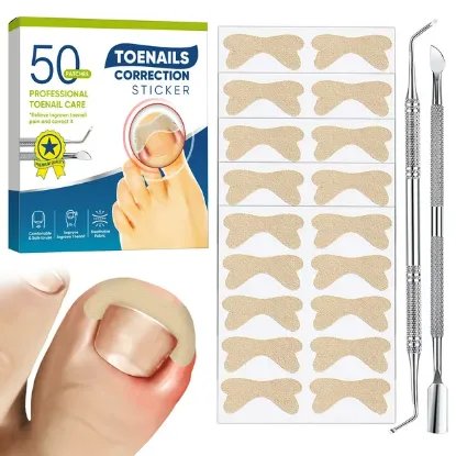 Ingrown Toenail Treatment, Ingrown Toenail Corrector Strips, Professional & Safe & Efficient, for Paronychia Caused by Ingrown Toenail, 50 Pcs, with 2 professional pedicure tools