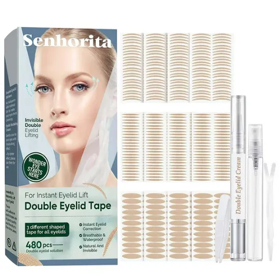 Senhorita Eyelid Tape, 480Pcs Invisible Eyelid Lifter Strips, Instant Double Eyelid Lift for Hooded, Droopy, Uneven, Mono-Eyelids